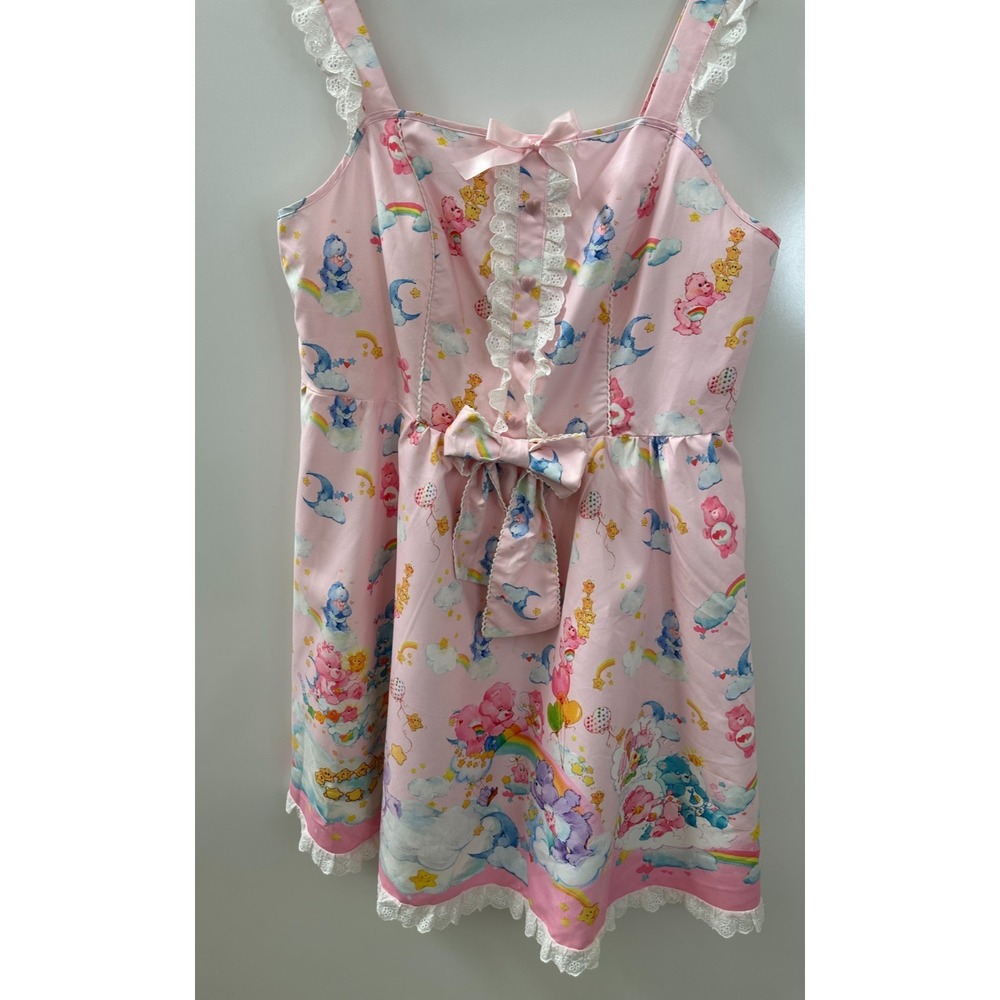 Romwe Care Bears Pink Lace Trim Bow Mini Dress 4XL Kawaii Pastel Rainbow Cosplay - Picture 3 of 15